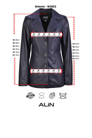 Alin Leather - Brienne Casual Women's Leather Blazer Size Graph