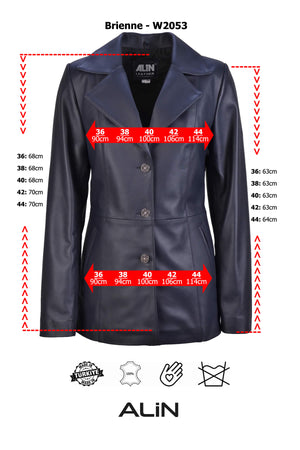 Alin Leather - Brienne Casual Women's Leather Blazer Size Graph