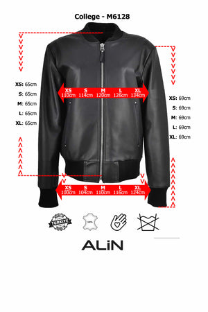 Alin Leather - College Loose Fit Leather Coat Size Graph
