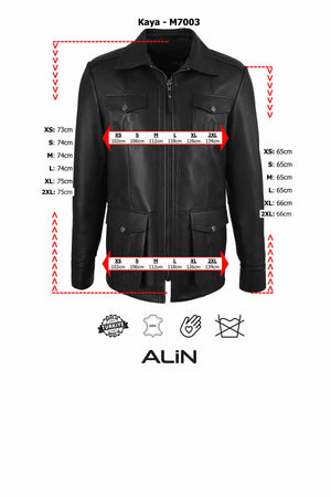 Alin Leather - Kane Men's Fitted Genuine Leather Jacket Size Graph