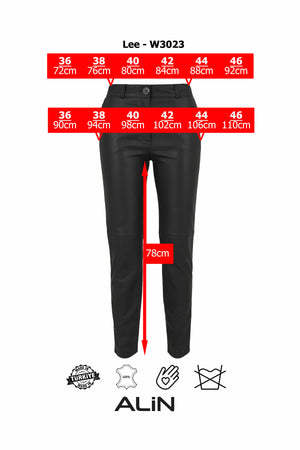 Alin Leather - Lee Side Pocket Genuine Leather Trousers Size Graph