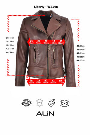 Alin Leather - Liberty Biker Women’s Leather Jacket Size Graph