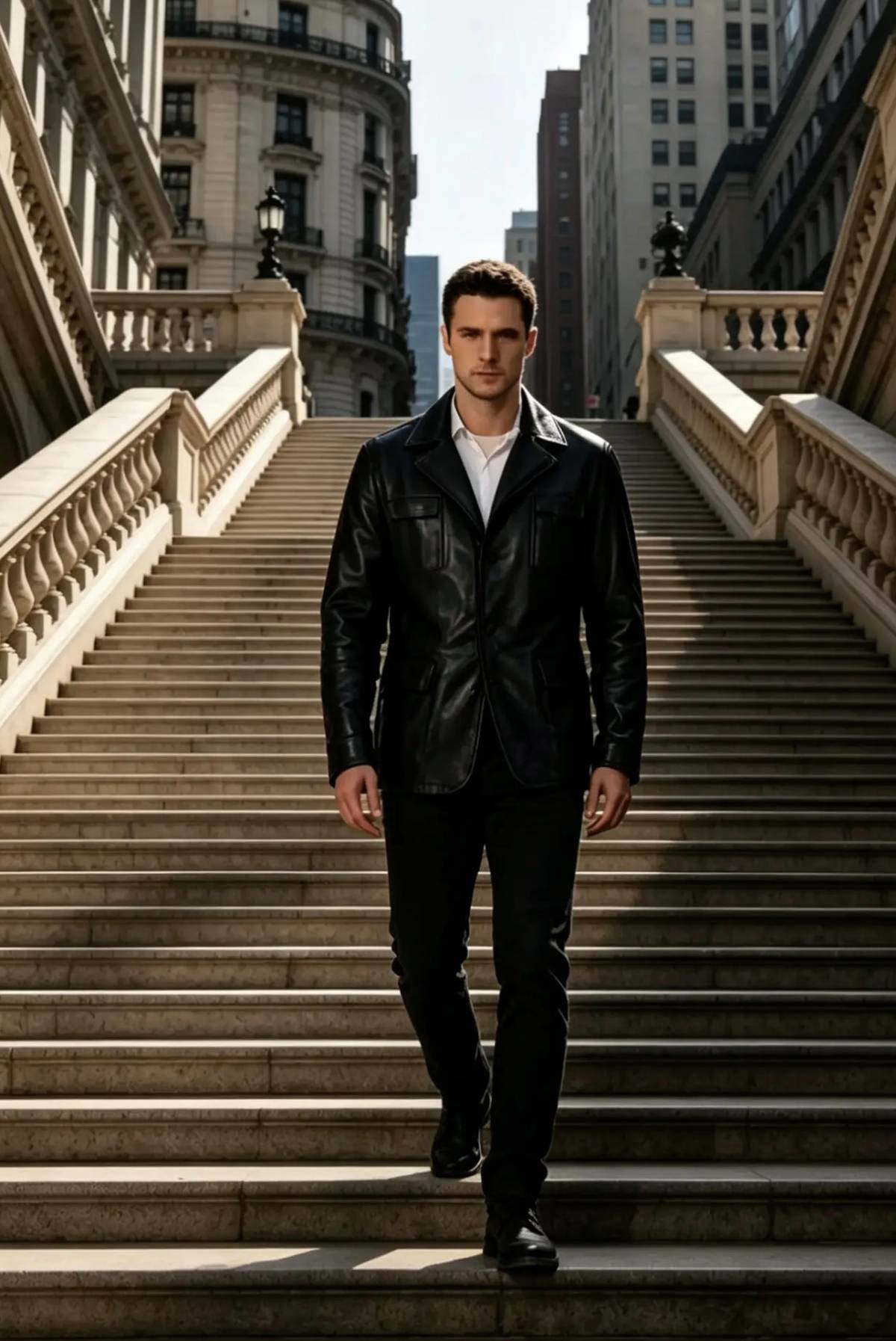 Alin Leather - Martell Button-Up Men’s Black Leather Blazer