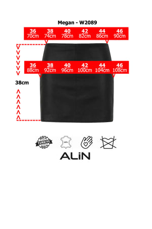 Alin Leather - Megan Leather Mini Skirt Size Graph