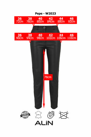 Alin Leather - Pepe Genuine Leather Trousers Pocketless Size Graph