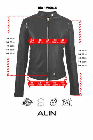 Alin Leather - Rio Fitted Women's Leather Jacket Size Graph