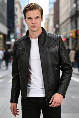 Alin Leather - Sandor Men’s Black Leather Jacket Slim Fit