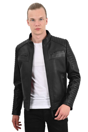 Alin Leather - Sandor Men’s Black Leather Jacket Slim Fit