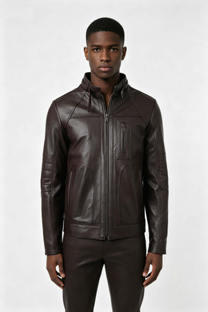 Alin Leather - Theroux Casual Men's Brown Leather Jacket