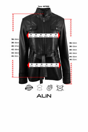 Alin Leather - Yara Belted Women's Leather Coat Size Chart