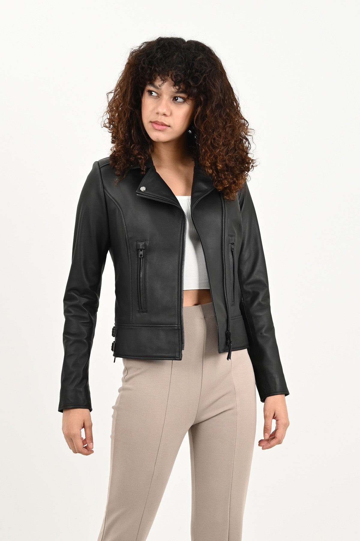 Women's Black Biker Leather Jacket
