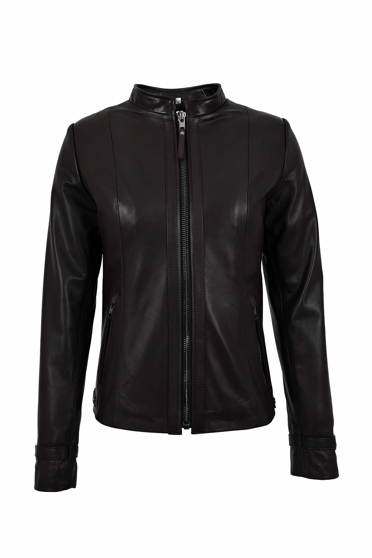 ALiN Kibyra Women's Genuine Leather Fitted Leather Jacket Brown