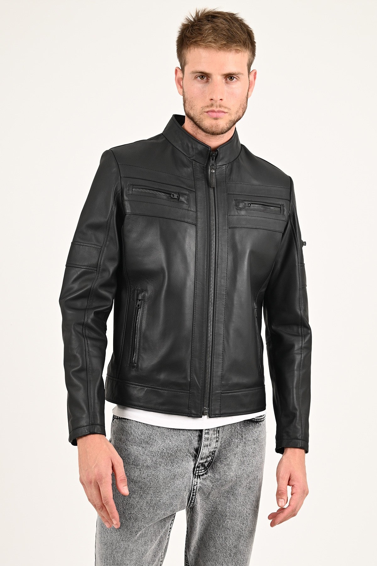 Alin Leather - Beckham Relax Fit Men's Black Leather Jacket