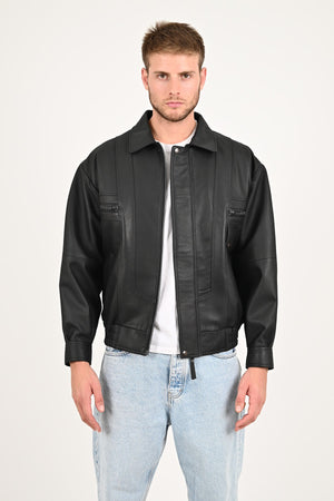 Alin Leather - Beirut Oversize Men's Black Leather Bomber Jacket