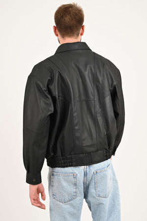 Alin Leather - Beirut Oversize Men's Black Leather Bomber Jacket