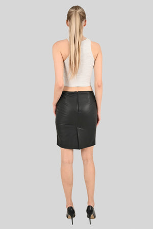 Alin Leather - Chloe Mid-Length Black Leather Skirt
