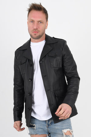 Men's Leather Jacket Harrison, Black Genuine Leather