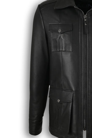 Alin Leather - Kaya Zip-Up Men’s Black Leather Coat