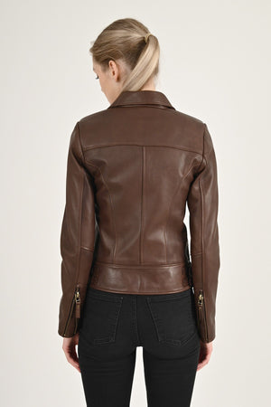 Alin Leather - Liberty Biker Women’s Brown Leather Jacket