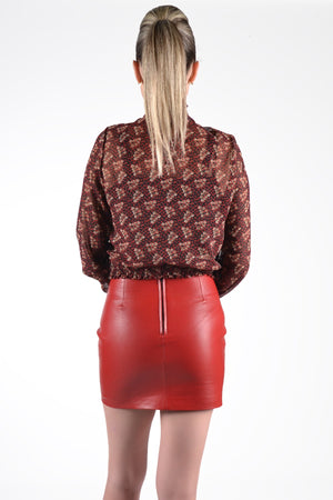 Alin Leather - Megan Red Leather Mini Skirt