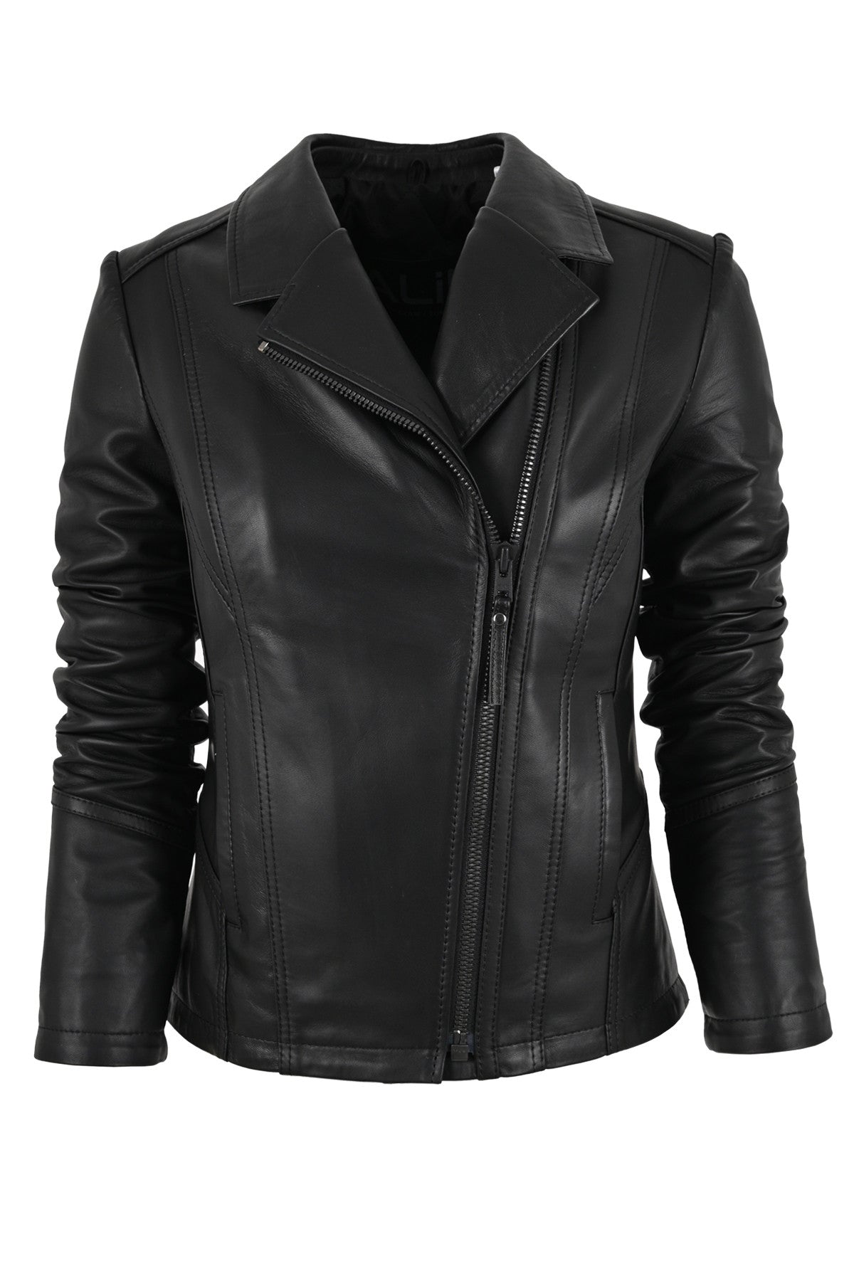 Alin Leather - Opal Women's Black Biker Leather Jacket