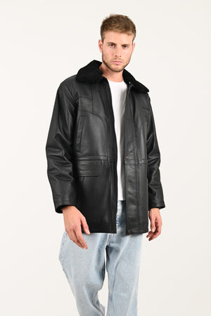 Alin Leather - Tarkan Oversize Black Winter Men’s Leather Coat