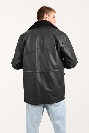 Alin Leather - Tarkan Oversize Black Winter Men’s Leather Coat