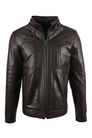 Alin Leather - Theroux Casual Men's Brown Leather Jacket