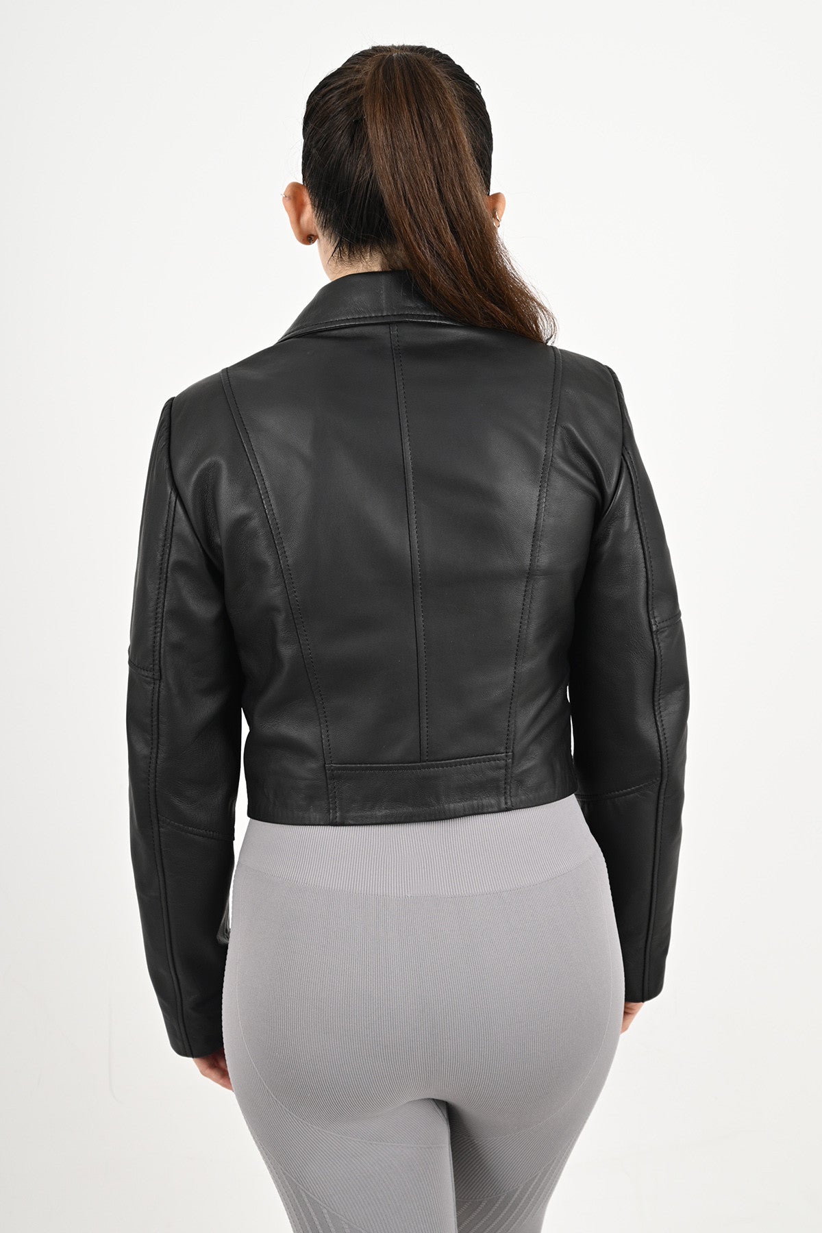 Alin Leather - Topaz Genuine Leather Women's Black Crop Jacket