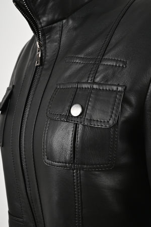 Alin Leather - Yara Belted Women's Black Leather Coat