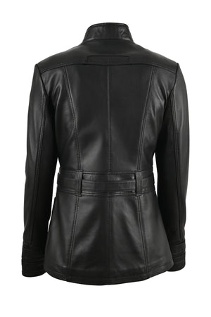 Alin Leather - Yara Belted Women's Black Leather Coat