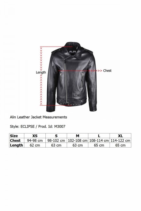 Mens Black Classic Biker Leather Jacket - Eclipse M3007ABH