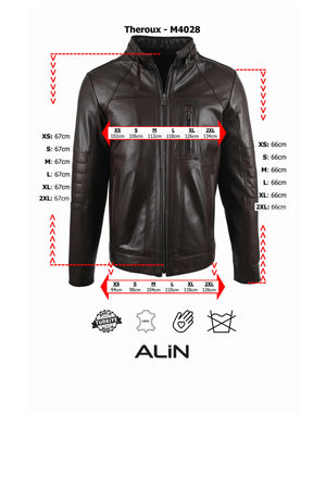 Alin Leather - Theroux Casual Men's Leather Jacket Size Chart