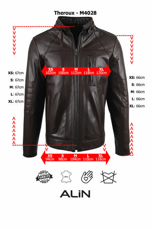 Alin Leather - Theroux Casual Men's Leather Jacket Size Chart