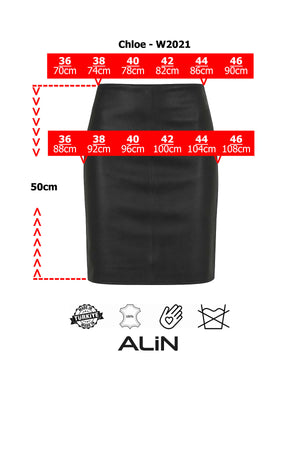 Alin Leather - Chloe Mid-Length Leather Skirt Size Graph