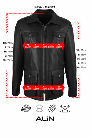 Alin Leather - Kane Men's Fitted Genuine Leather Jacket Size Graph