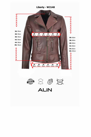 Alin Leather - Liberty Biker Women’s Leather Jacket Size Graph