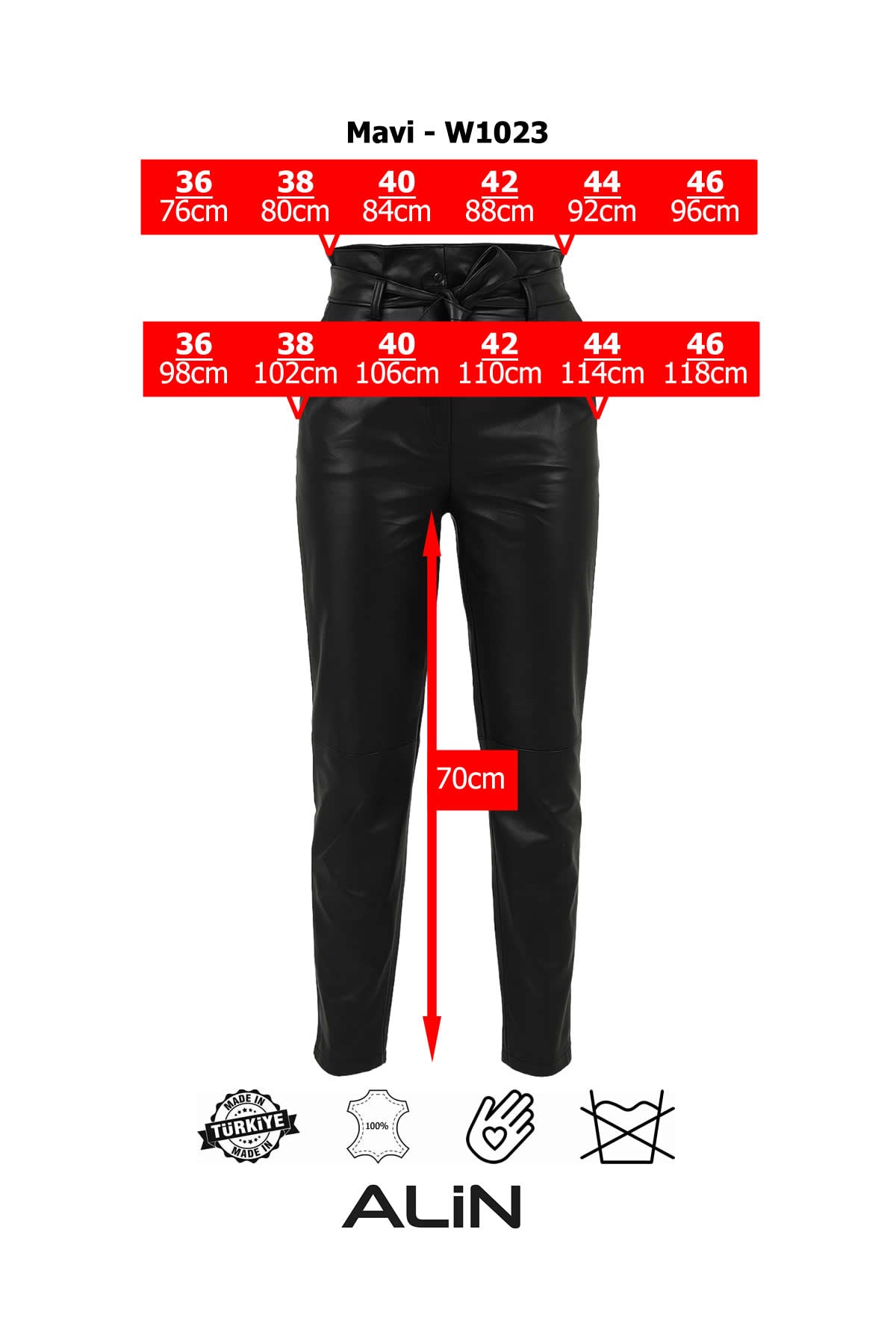 Alin Leather - Mavi Women's Tapered Leg Leather Trousers Size Graph