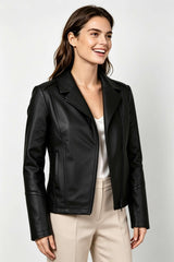 Alin Leather - Opal Women's Black Biker Leather Jacket