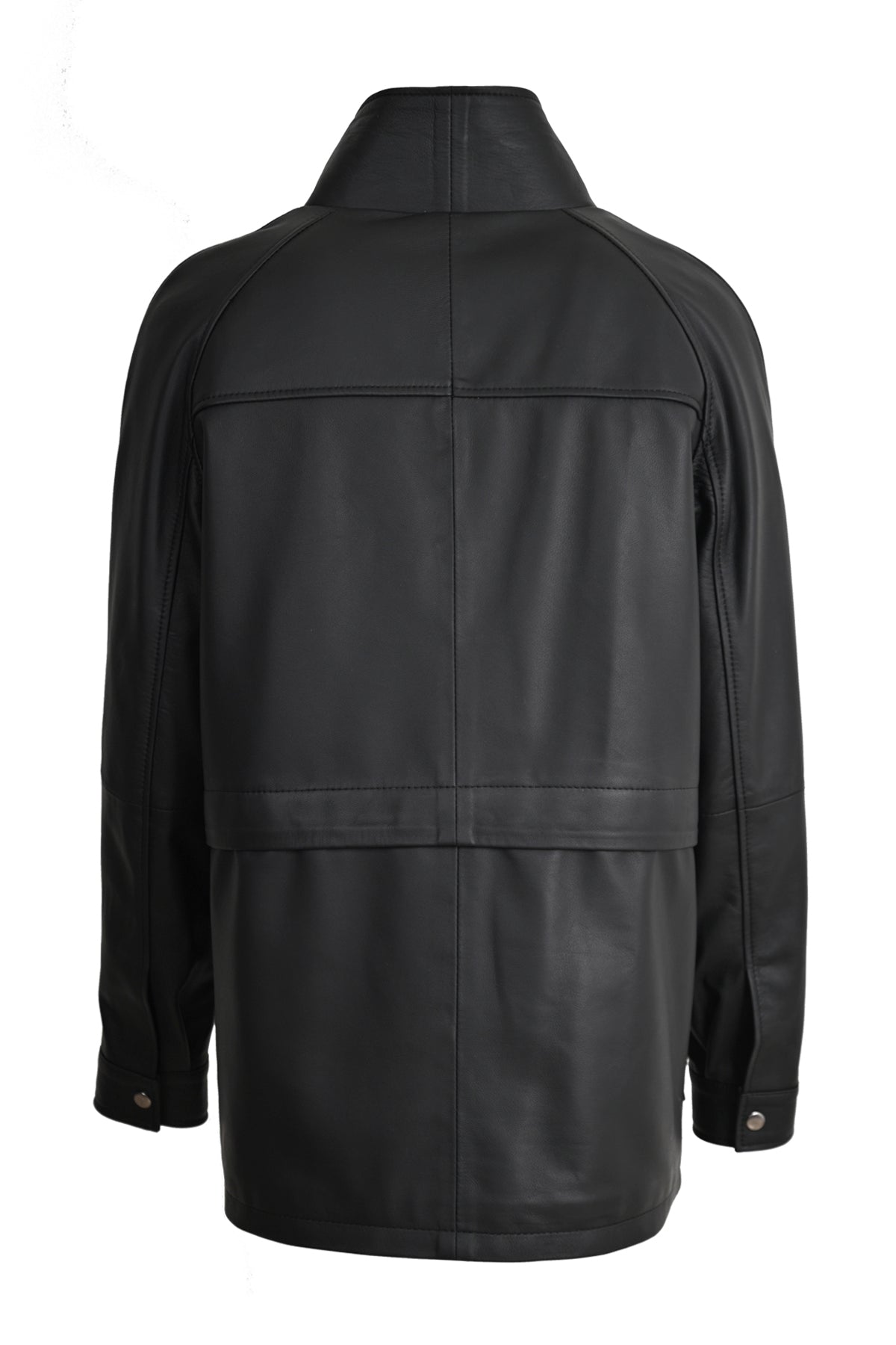 ALiN Women's Genuine Leather Raglan Sleeve Leather Jacket Black – Back