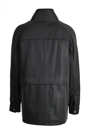 ALiN Women's Genuine Leather Raglan Sleeve Leather Jacket Black – Back