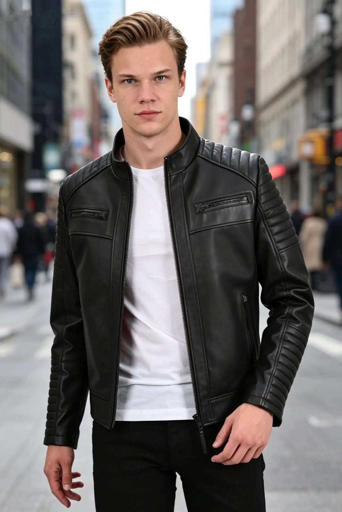 Alin Leather - Sandor Men’s Black Leather Jacket Slim Fit