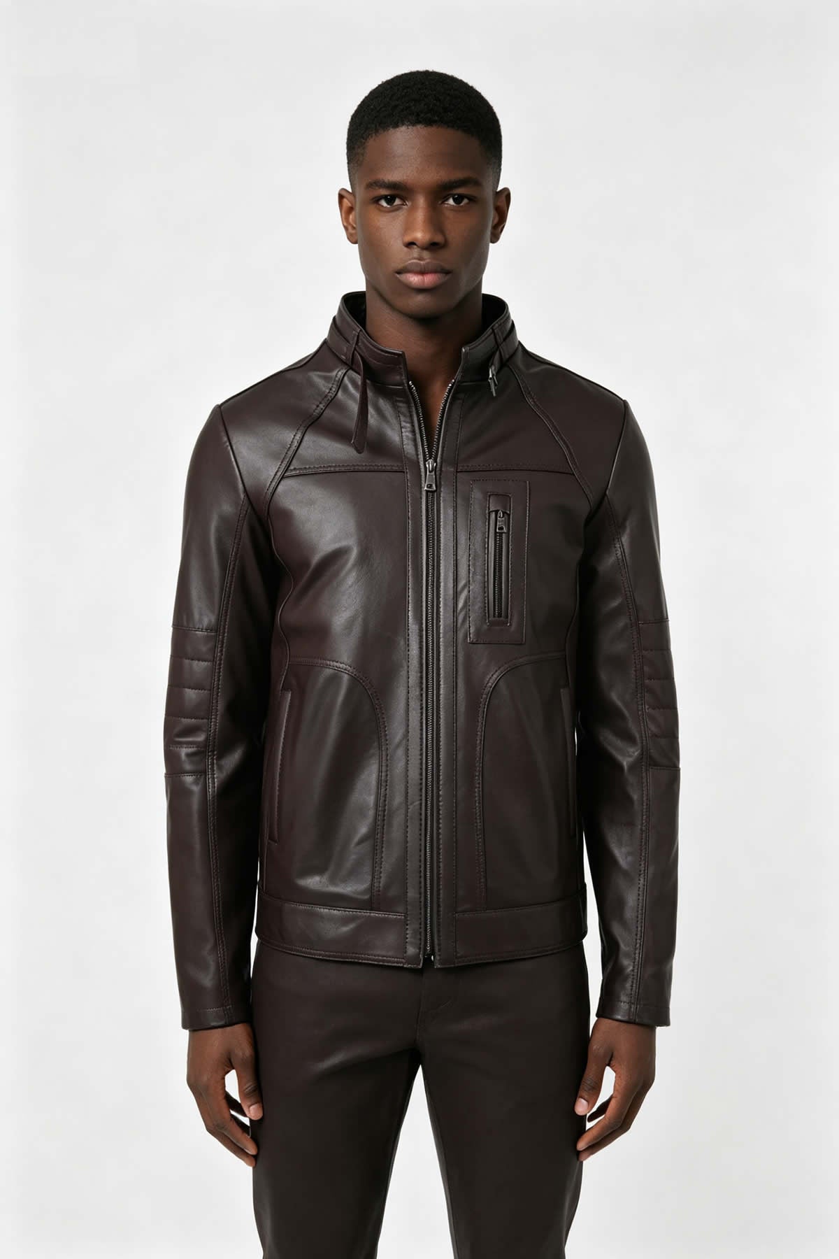 Alin Leather - Theroux Casual Men's Brown Leather Jacket