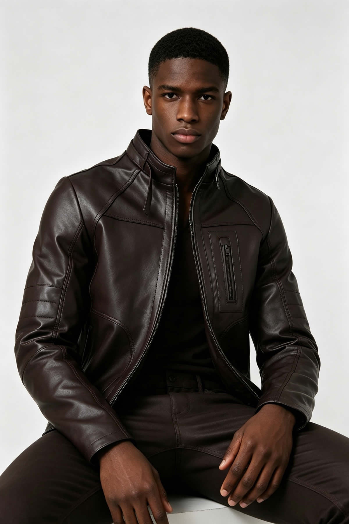 Alin Leather - Theroux Casual Men's Brown Leather Jacket