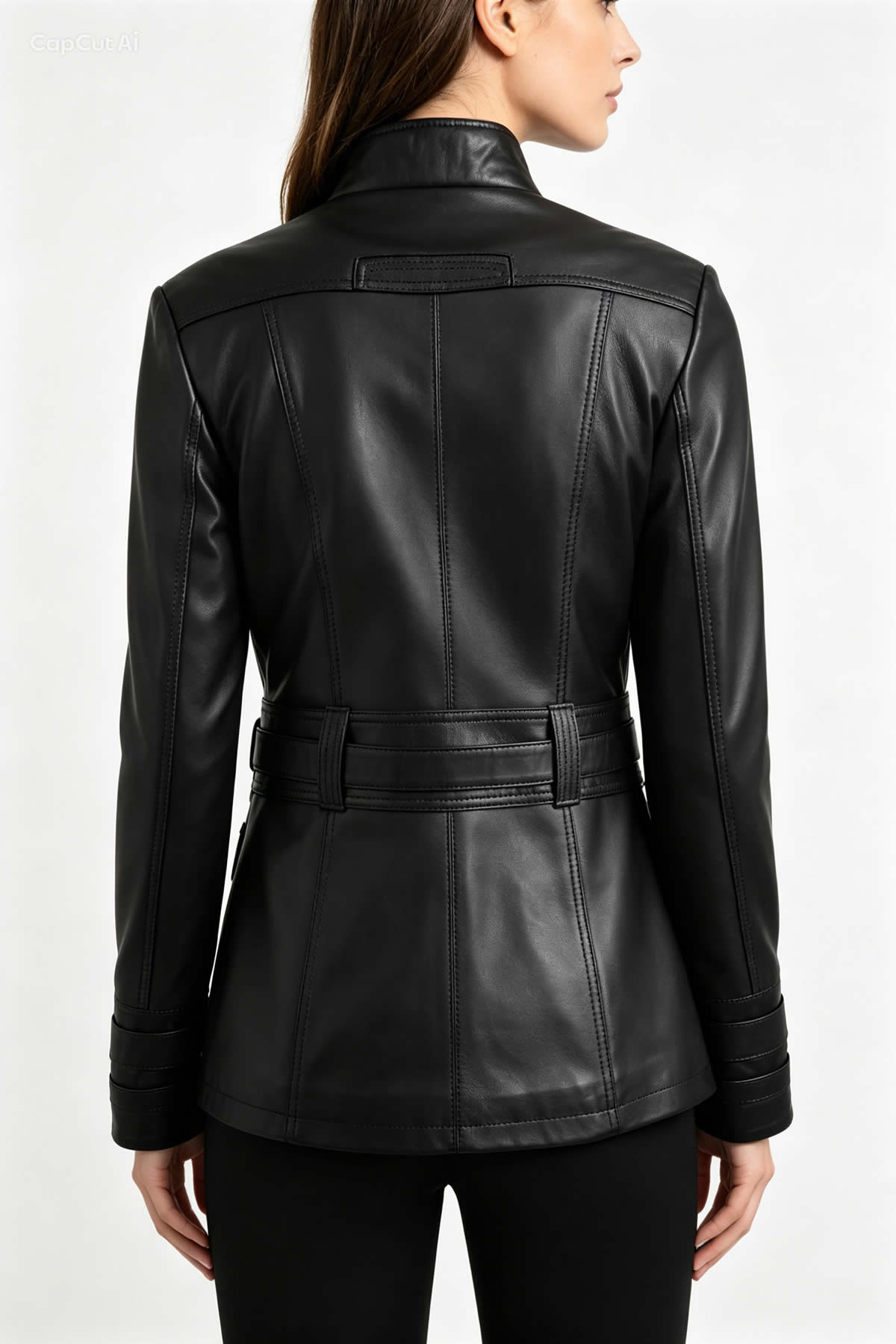 Alin Leather Yara Belted Women's Black Leather Coat, Genuine Leather