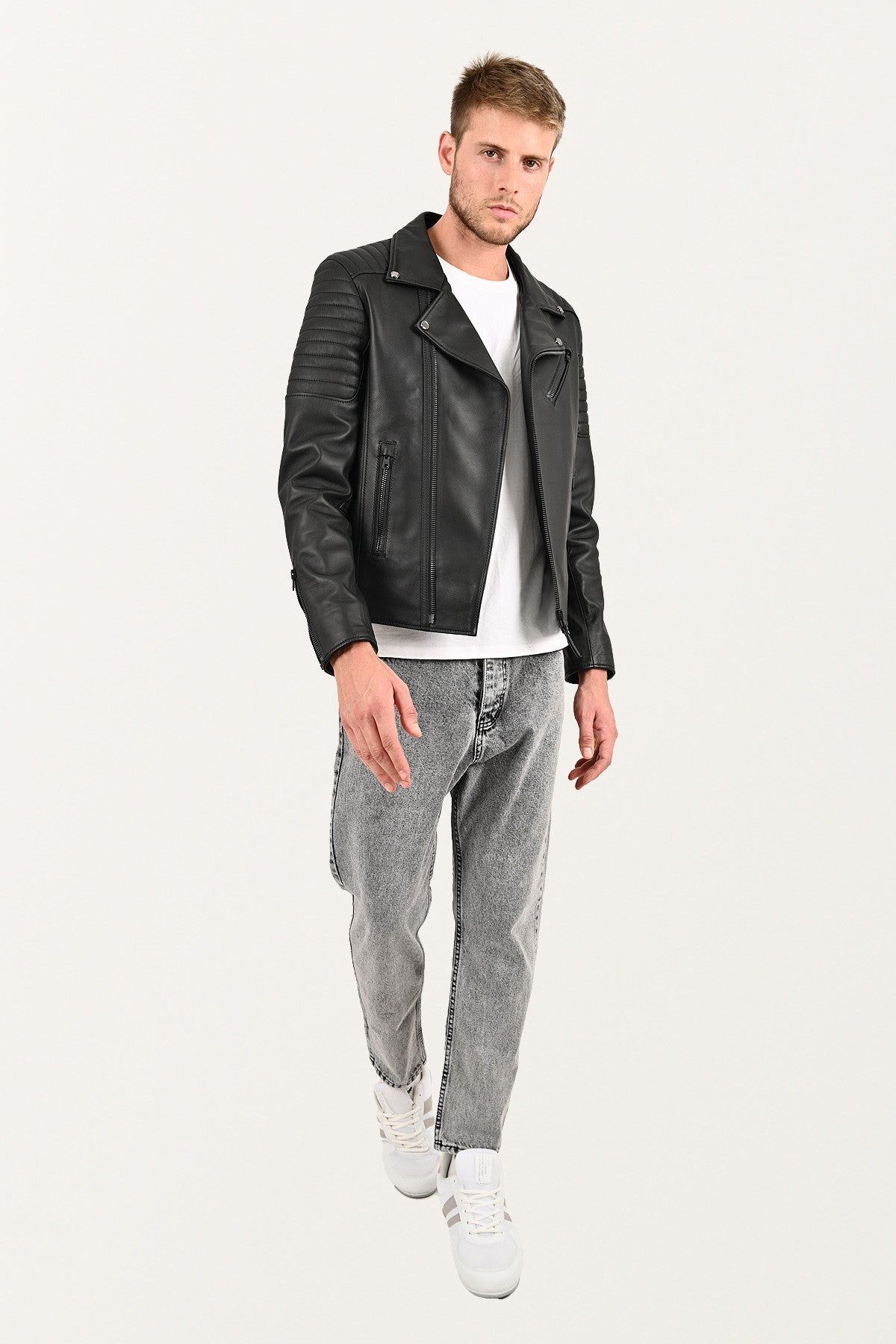 Alin Leather - Echo Biker Style Men's Black Leather Jacket