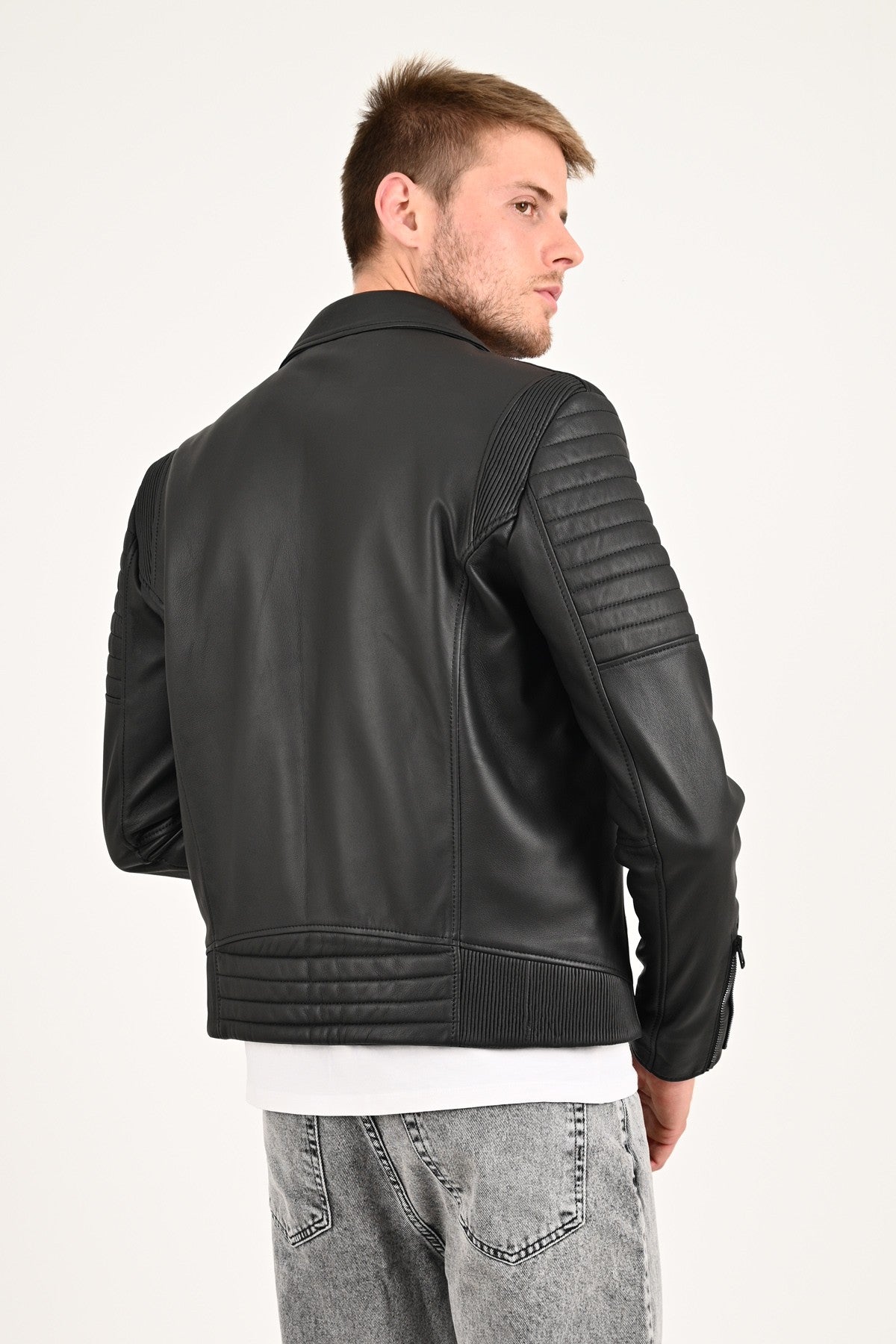 Alin Leather - Echo Biker Style Men's Black Leather Jacket