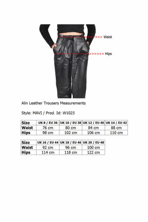 Alin Leather - Mavi Women's Tapered Leg Black Leather Trousers Size Graph