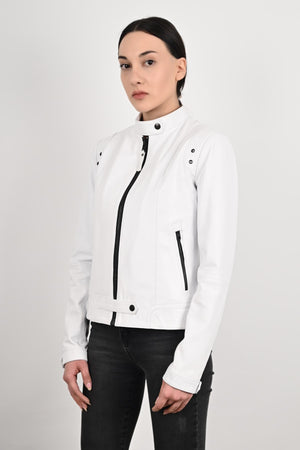 Alin Leather - Rio Fitted Women's White Leather Jacket