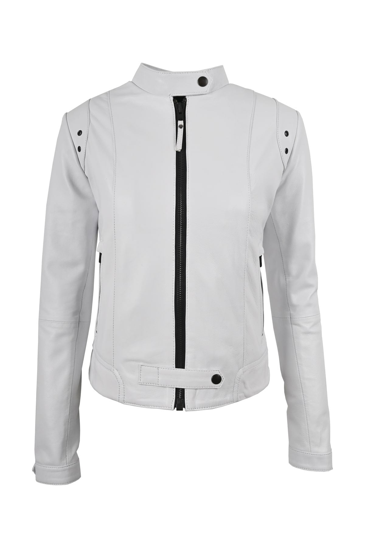 Alin Leather - Rio Fitted Women's White Leather Jacket